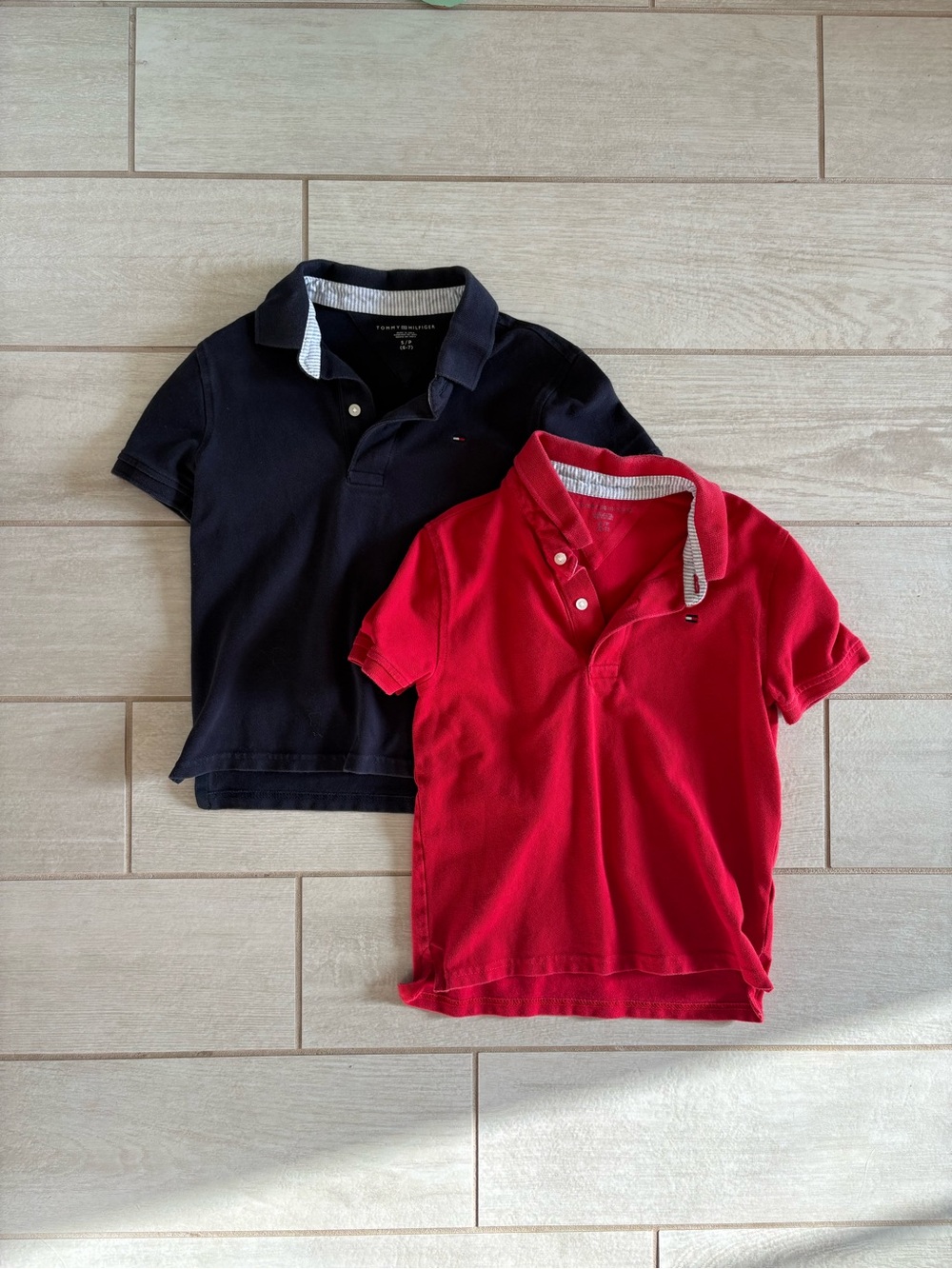 Tommy Hilfiger Kids Polo Shirts in Red and Navy - Set of 2, Size S (6-7)